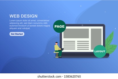 Web design landing page template. Flat design concept of web page design for website.