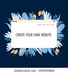 Web Design Landing Page Template. Create your own website. Illustration for target advertising. Floral concept. 