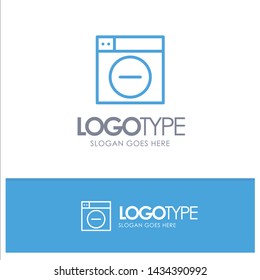 Web, Design, Less, minimize Blue Outline Logo Place for Tagline