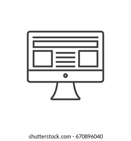Web design line icon. Computer screen.