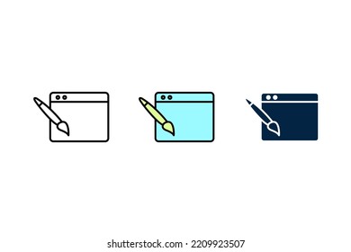Symbol für Webdesign-Linie. Einfache Elementgrafik. Webdesign-Konzept umreißen Symboldesign.