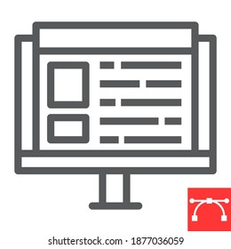 Web design line icon, website and ux, monitor sign vector graphics, editable stroke linear icon, eps 10