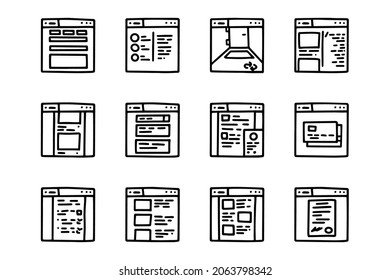 Web design line vector doodle simple icon set