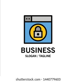 Web, Design, Lock Business Logo Template. Flat Color