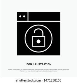 Web, Design, Lock, Unlock solid Glyph Icon vector. Vector Icon Template background