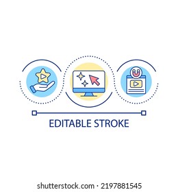 Web design loop concept icon. Use animated images. High quality pictures. Advanced SEO technique abstract idea thin line illustration. Isolated outline drawing. Editable stroke. Arial font used