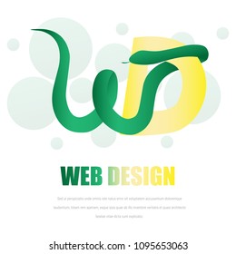 Web design lowo with green snake and yellow d vector illustration