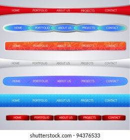 Web design menu navigation (web elements). Isolated colorful web design elements in different shapes. Useful for blogs, web ad and websites. Vector illustration