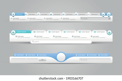 Web Design Menu Templates. Website Design Template Navigation Elements. Vector