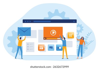web design e conceito de processo de design de aplicativo móvel com designer e equipe de desenvolvedor colaboração conceito de trabalho