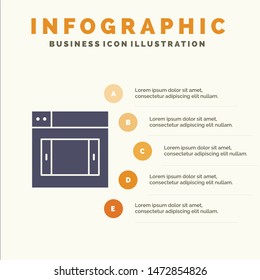 Web, Design, Mobile Solid Icon Infographics 5 Steps Presentation Background