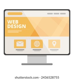 Web design monitor icon cartoon vector. Online seo code. Product service