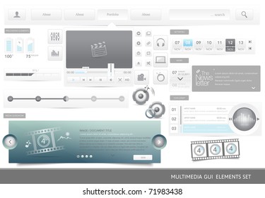 Web Design multimedia GUI elements set.