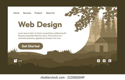 web design Nature landscape flat design landing page