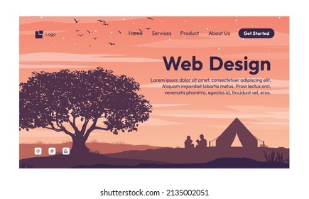 web design Nature landscape flat design landing page