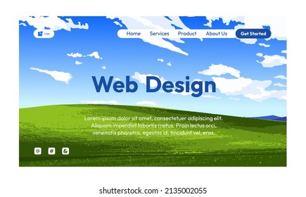 web design Nature landscape flat design landing page
