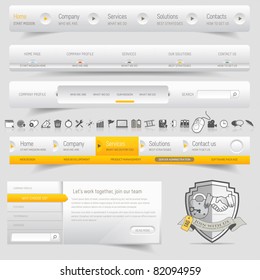 Web design navigation set with icons set