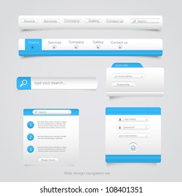 Web design navigation set. Vector