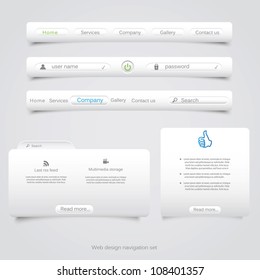 Web design navigation set. Vector