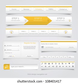 Web design navigation set. Vector