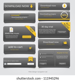 Web design navigation set. Vector