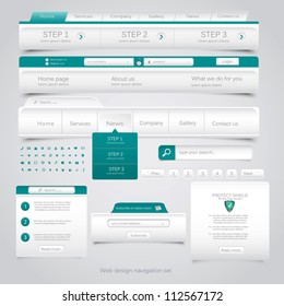 Web design navigation set. Vector