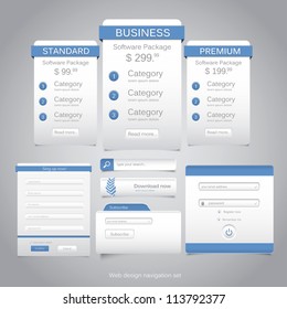 Web design navigation set. Vector