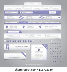 Web design navigation set. Vector