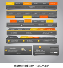 Web design navigation set. Vector