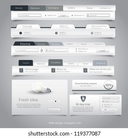 Web design navigation set. Vector