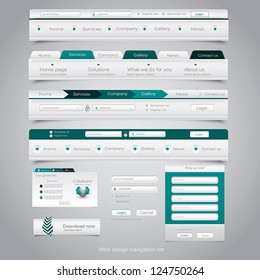 Web design navigation set. Vector