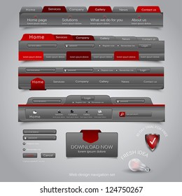 Web design navigation set. Vector