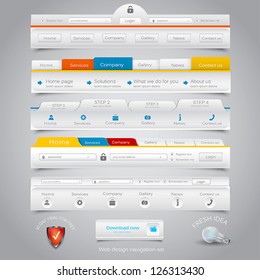 Web design navigation set. Vector