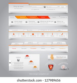 Web design navigation set. Vector