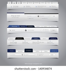 Web design navigation set. Vector