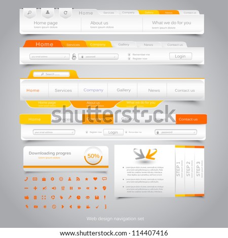 Web design navigation set. Vector