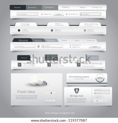 Web design navigation set. Vector