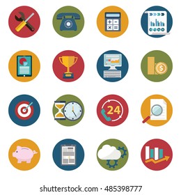 Web design objects, delivery, business, office and marketing items icons