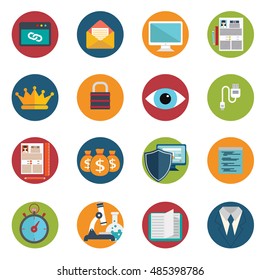 Web design objects, delivery, business, office and marketing items icons