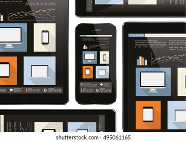 web design on tablet and smart phone - communication technology concept 