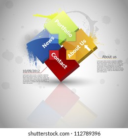 Web design. One two three four - vector paper progress steps