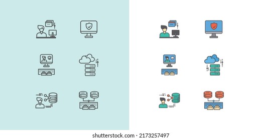 web design and  optimization line and color set icon.