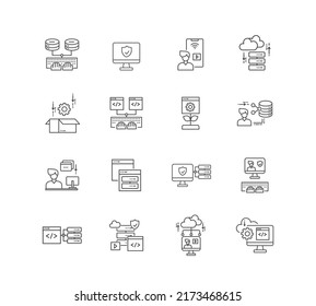 web design and  optimization line set icon. Line design elements of graphic design and web product development.