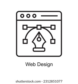 Web Design Outline Icon Design illustration. Art and Crafts Symbol on White background EPS 10 File