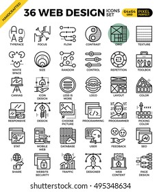 Web design outline icons concept in modern style for website or print illustration
