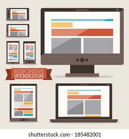 Web design over beige background, vector illustration