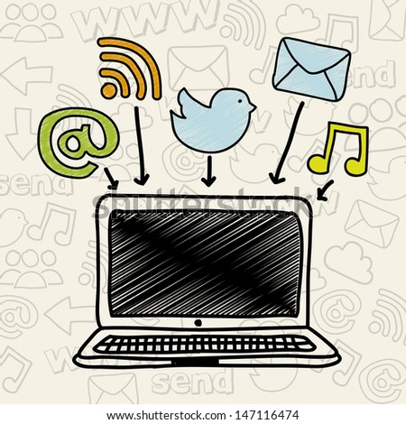 web design over social icons background vector illustration