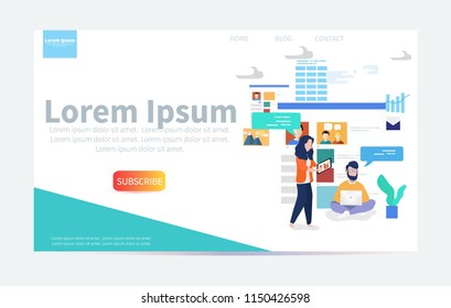 Web design page templates. Business people characters scene. Digital marketing specialist. Vector office concept of business people. Flat design. Stock vector