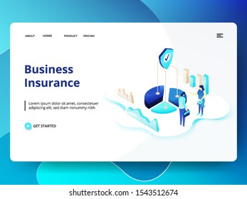 Web design page templates for Business Insurance. Concepts for website and mobile app development. Modern style vector illustration.