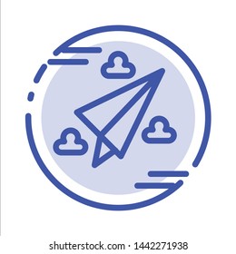 Web, Design, Paper, Fly Blue Dotted Line Line Icon